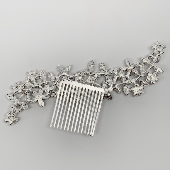 NEW Crystal & Rhinestone Silver Bridal Hair Comb - Picture 2 of 8